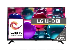 Телевизор LG 65UA73003LA, 65" 4K UltraHD TV 4K (3840x2160), DVB-T2CS2, webOS 25 Smart, ThinQ AI, Alpha 7 AI Processor, WiFi, HDR10 pro, HLG, ALLMHGiG, 4K Upscaling, AI Sound pro, Multiple View, HDMI eARC, LAN, USB, Bluetooth, Google Cast, 2 Pole Stand,