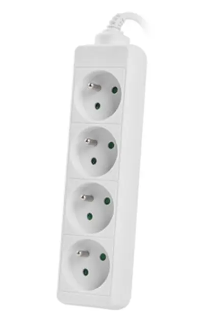 Разклонител Lanberg power strip 1.5m, 4 sockets, french quality-grade copper cable, white