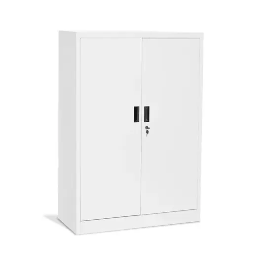 Архивен шкаф BTL с 3 отделения 130х90х40 см- сив, сниман отпред, със затворени врати