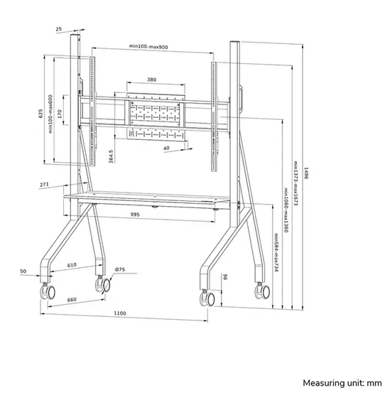 Стойка Neomounts Move Go TV trolley 55-86" - fast installation - TUV