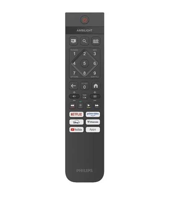 Телевизор Philips 65PQS8501/12, 65'' 4K UHD QLED (3840x2160), DVB-T/T2/T2-HD/C/S/S2, 60Hz, 3 sided Ambilight, Pixel Precise UHD, HDR10+, HLG, Dolby Atmos, Titan OS, VRR, 3*HDMI, 2*USB, WiFi 5, BT 5.4, AirPlay, 20W RMS, Black