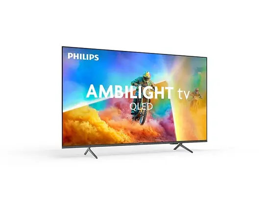 Телевизор Philips 65PQS8501/12, 65'' 4K UHD QLED (3840x2160), DVB-T/T2/T2-HD/C/S/S2, 60Hz, 3 sided Ambilight, Pixel Precise UHD, HDR10+, HLG, Dolby Atmos, Titan OS, VRR, 3*HDMI, 2*USB, WiFi 5, BT 5.4, AirPlay, 20W RMS, Black