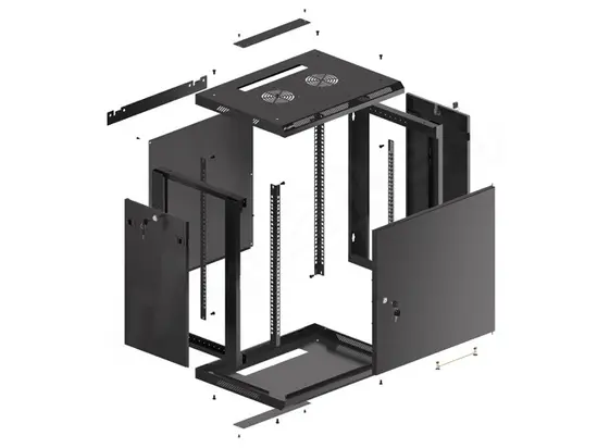 Комуникационен шкаф Lanberg rack cabinet 19' wall-mount 12U600x450 for self-assembly with metal door black (flat pack)
