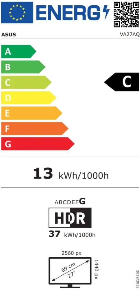 Монитор Asus VA27AQ Eye Care Monitor, 27 ", IPS, QHD, 99% sRGB, Frameless, HDMI, DisplayPort, VGA, 1ms MPRT, Stereo Speakers, Low Blue Light, Flicker Free, Wall Mountable, Black