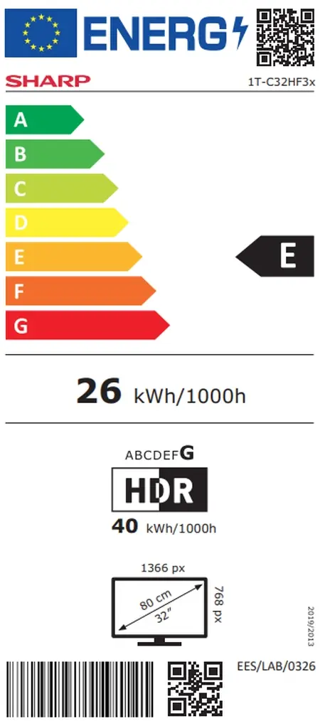 Телевизор Sharp 32HF3265E, 32" QLED Google TV, HD 1366x768 Frameless, 1 000 000:1, DVB-TT2CSS2, HDR10, Speaker 2x8W, Dolby Digital, Google Cast, 3xHDMI (ARCCEC), CI+, 3.5mm Headphone jack  line-out, RJ 45, 2xUSB, Wi-Fi, Bluetooth, Mini Composite, E,