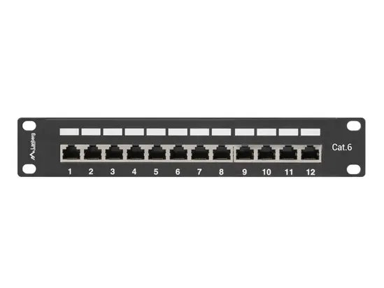 Пач панел Lanberg patch panel 12port 1U 10' CAT.6 shielded, black
