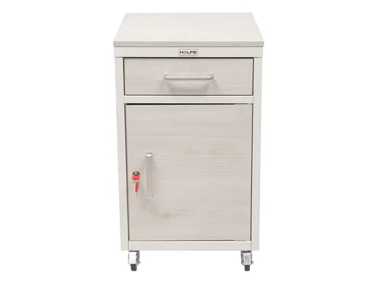 Медицински контейнер PMT TPL6 - сивкав на цвят, сниман в профил, затворени врати, сглобен