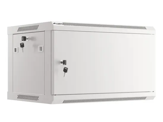 Комуникационен шкаф Lanberg rack cabinet 19' wall-mount 6U600x450 for self-assembly with metal door grey (flat pack)