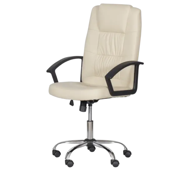 Директорски стол ГРЕГ-сниман отстрани, еко кожа, хромирана кръстачка