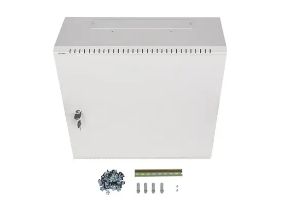 Комуникационен шкаф Lanberg rack cabinet 19' wall-mount 6U+3u540x200 low-profile grey (assembled)