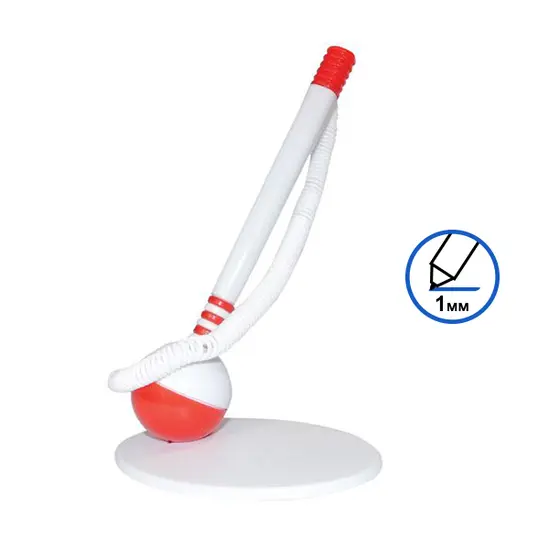 Химикалка с въже и поставка бяла