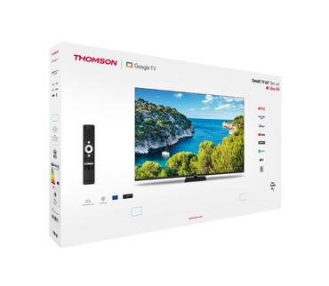 Телевизор Thomson Smart UHD TV 65'; Google TV; 3840 x 2160 (4K UHD), 4000:1, DLED, 60 Hz, DVB-T/T2/C/S/S2, HDR10, Wi-Fi, Bluetooth, LAN, HDMI 2 (2.0) + 2 (2.1), USB 2 (2.0) + 1 (3.0),Central Swivel Stand, Black