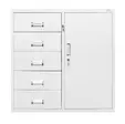 Метален контейнер UG с 5 чекмеджета  - сниман в профил, затворени врати, бял