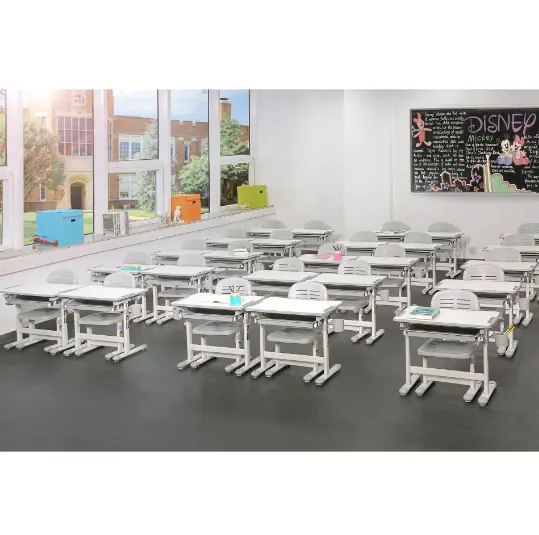 Комплект ученически чин и стол 201 сив