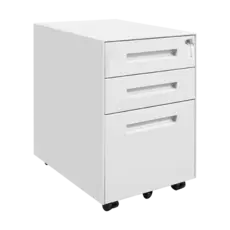 Метален контейнер Z BTL с 3 чекмеджета - сниман отстрани, затворени врати, бял