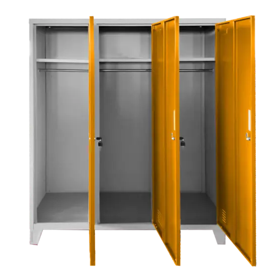 Метален гардероб детски BTL JZ с 3 отделения 150x120x40 см- отворен, лостове за закачалки