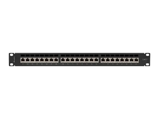 Пач панел Lanberg patch panel 24 port 1U 19' CAT.7 ftp with cable organizer shielded black