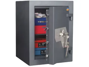 Метален сейф PMT 67 D EL - сив, сниман отпред, отворен