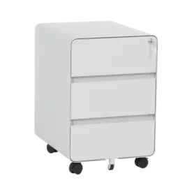 Метален контейнер E BTL с 3 чекмеджета - сниман под ъгъл, със затворени чекмеджета, сив цвят