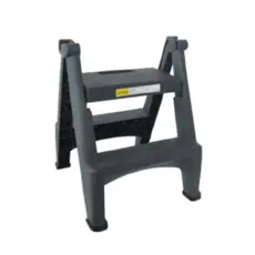 Стълба PVC 2 стъпала- разпъната, снимана отрпед, сива