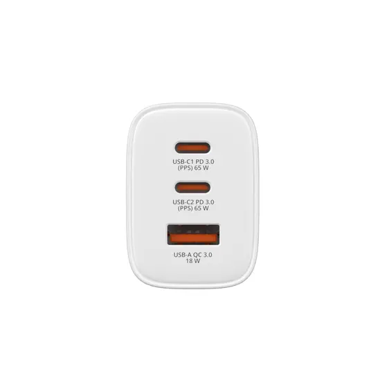 Зарядно устройство Verbatim Essentials GaN Charger 65W EU plug White