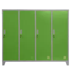 Метален гардероб BTL JZ с 4 отделения 150x159x40 см зелен с 4 затворени врати и заключване