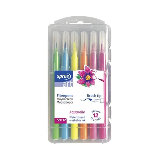 Флумастери Spree ART 12 цвята четка 
