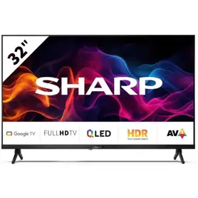 Телевизор Sharp 32GF3265E, 32" Full HD QLED Google TV, 1920x1080 Frameless, 1 000 000:1, Active Motion 400, DVB-TT2CSS2, HDR10, Speaker 2x8W, Dolby Digital, Google Cast, HDMI (ARCCEC), CI+, 3.5mm Headphone jack  line-out, RJ 45, 2xUSB, Wi-Fi, Blueto