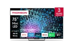 Телевизор Thomson Smart MiniLED TV 75'; Google TV; 3840 x 2160 (4K UHD), 1500000:1, LED, 144 Hz, DVB-T/T2/C/S/S2, HDR10, Wi-Fi, Bluetooth, LAN, HDMI 4 (2.1), USB 2 (2.0) + 1 (3.0), Central Stand, Black