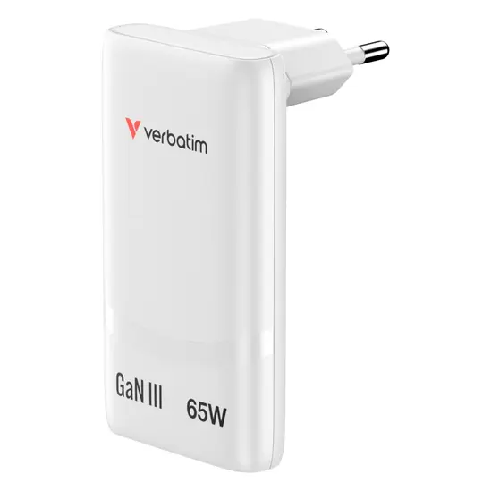 Зарядно устройство Verbatim Fold 'n' Go GaN Charger 65W EU plug White