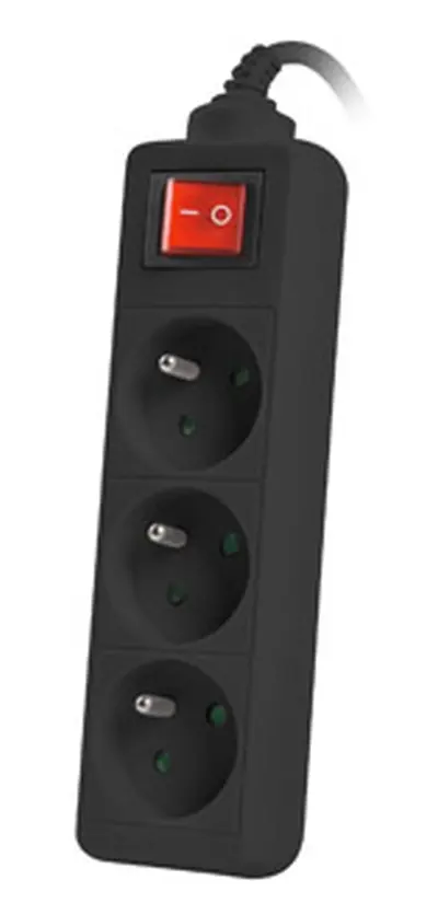 Разклонител Lanberg power strip 1.5m, 3 sockets, french with circuit breaker quality-grade copper cable, black
