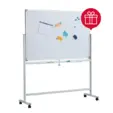 Бяла магнитна дъска 90х120 см мобилна с подарък комплект маркери