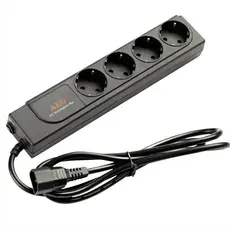 Разклонител AEG IEC C14, 4 гнезда, 1.8м кабел, черен
