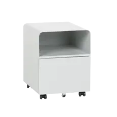 Метален контейнер O BTL с едно чекмедже. Сниман отсрани, празен, сив на цвят