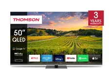Телевизор Thomson 50" QLED Google TV; 3840 x 2160 (4K UHD), 4000:1, QLED, 60 Hz, DVB-T/T2/C/S/S2, HDR10, Wi-Fi, Bluetooth, LAN, HDMI 2 (2.0) + 2 (2.1), USB 2 (2.0) + 1 (3.0), Hotel mode, Central Swivel Stand, Dark gray
