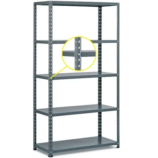 Метален стелаж FRT сив 100х40х188 см - безболтов монтаж, детайл, сив