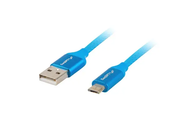 Кабел Lanberg USB MICRO-B (M)  -  USB-A (M) 2.0 cable 1.8m, blue premium QC 3.0