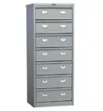 Метална картотека AFC PMT 07 със 7 чекмеджета, сива, снимана в профил, всички чекмеджета са затворени