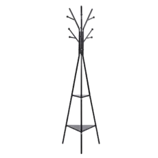 Закачалка за дрехи LINDOME черна с 9 куки и 2 рафта 