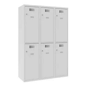 Метален гардероб 6 отделения 180х120х50 см - сив, сниман отпред, затворени врати