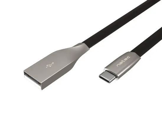 Кабел Natec USB-C(M) - USB-A (M) 2.0 cable 1m. Black metal