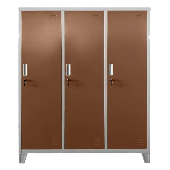 Метален гардероб детски BTL JZ с 3 отделения 150x120x40 см- кафяв, затворе, сниман отпред