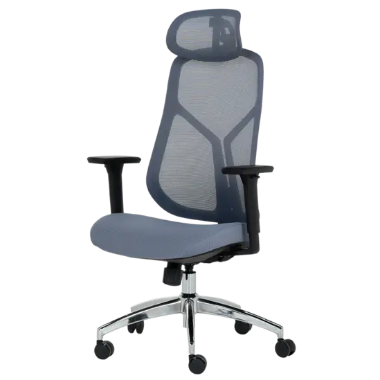 Директорски стол ЙОАН- снимка отстрани, син цвят