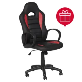 Геймърски стол РАПТОР ергономичен с черно и червенос пиктограма за подарък