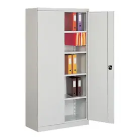 Архивен шкаф FRT с 5 отделения 199.9x80x43.5 см- с отворена дясна врата, сниман под ъгъл, пълен с класьори