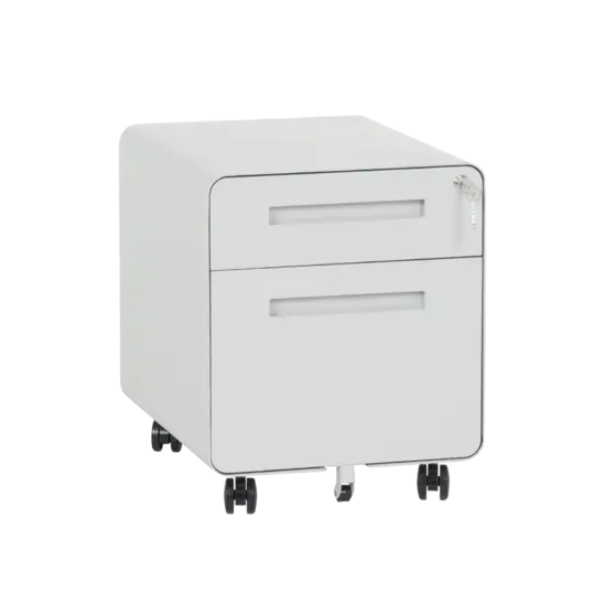 Метален контейнер T BTL с 2 чекмеджета - сниман отпред, сив цвят, затворени чекмеджета