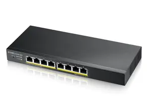 Комутатор Zyxel GS1915-8EP, 8-port GbE PoE Smart hybrid mode Switch, standalone or NebulaFlex Cloud, 60 Watt 802.3at, desktop, fanless