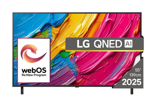 Телевизор LG 55QNED80A3A, 55' 4K QNED HDR Smart TV, 3840x2160, DVB-T2CS2, Alpha 7 AI Processor, HDR10  HLG, webOS 25 ThinQ, VRR  ALLM  HGiG, 4K Upscaling, WiFi 5, Voice Controll, Bluetooth 5.1, AirPlay 2, LAN, CI, HDMI, SPDIF, Google Cast, 2 pole Sta