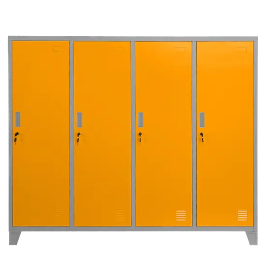 Метален гардероб BTL JZ с 4 отделения 150x159x40 см оранжев с 4 затворени врати и заключване