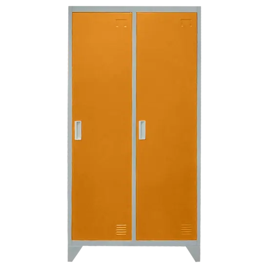 Метален гардероб BTL с 2 отделения 80x40x140 - оранжев, сниман отпред, двете врати затворени